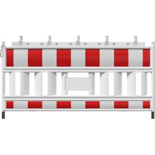 [SCH33520KA] Barrière de chantier en PVC, longueur 2,20 m avec 2 bandes réfléchissantes rouges et blanches film type 1 y compris 5 supports pour lampe de chantier